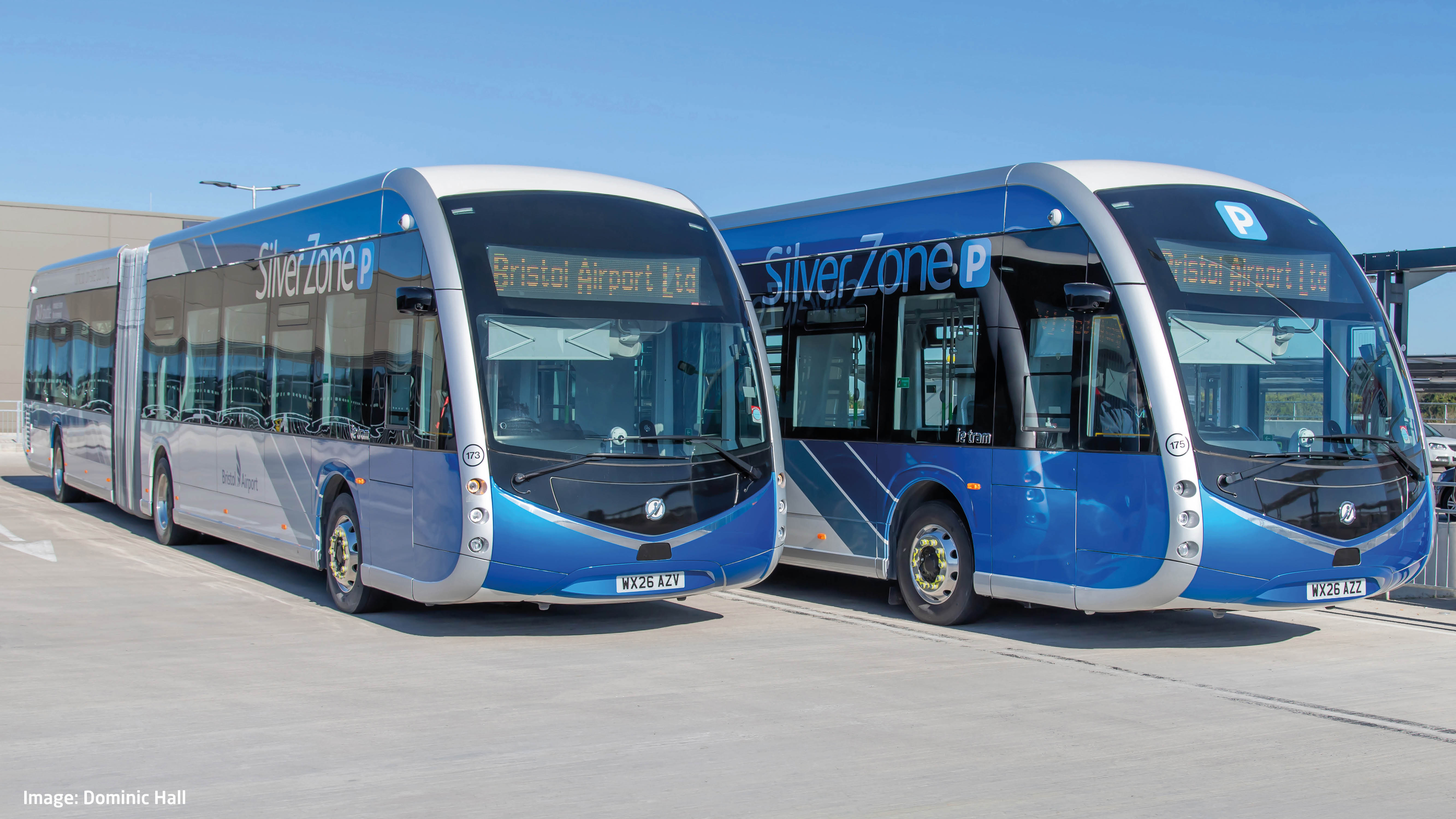 The new 18-metre long Irizar ie tram buses are now in operation at Bristol Airport